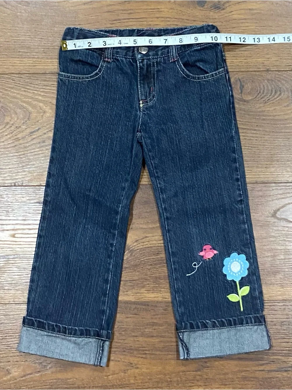 Gymboree Girls ‘Smart and Sweet’ Embroidered Cuff Jeans Size 3T